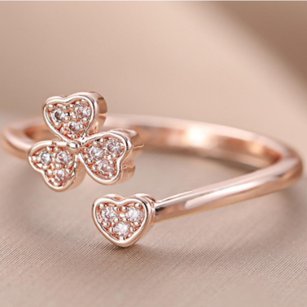 JONNEIC Four-Leaf Clover Lucky Silver Plated Ring