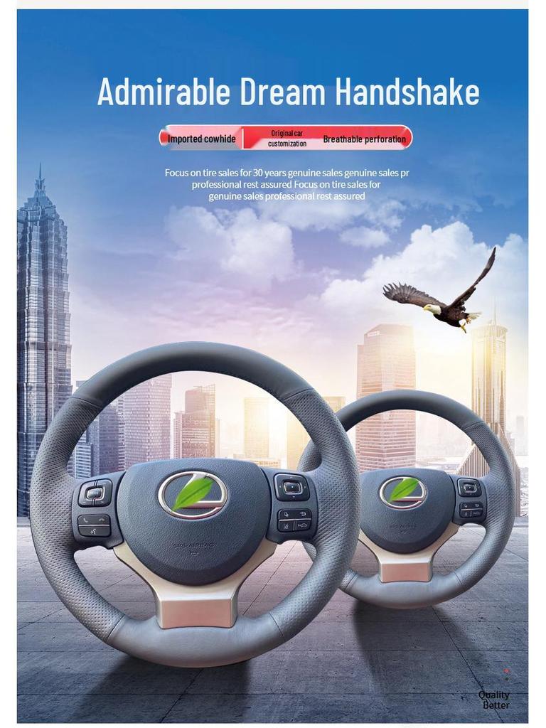 Pokrowiec na kierownicę ze skóry naturalnej, szyty ręcznie, do Lexus ES, NX, RX, GS, IS, CT