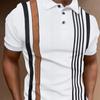 Fashion Men's Short Sleeve Striped Printed Button Polo Shirt T-Shirt Tops for Men