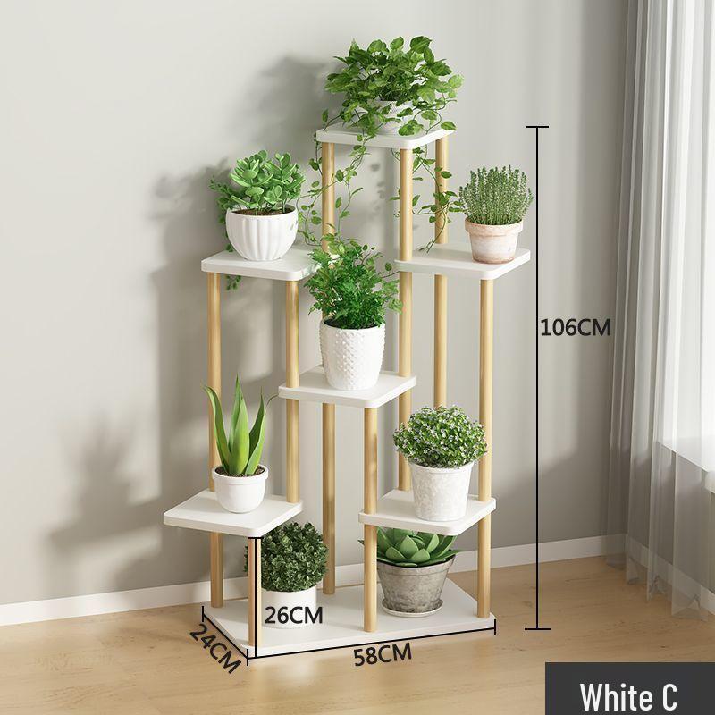 Iron Art Flower Stand with Wheels, Multi-tiered for Indoor/Outdoor Balcony Use