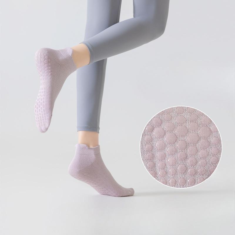 Yoga Socks, Women's Sweat-absorbing and Moisture-wicking Sports Short Socks, Silicone Anti-slip Cotton Socks, Breathable and Non-shedding, Fitness