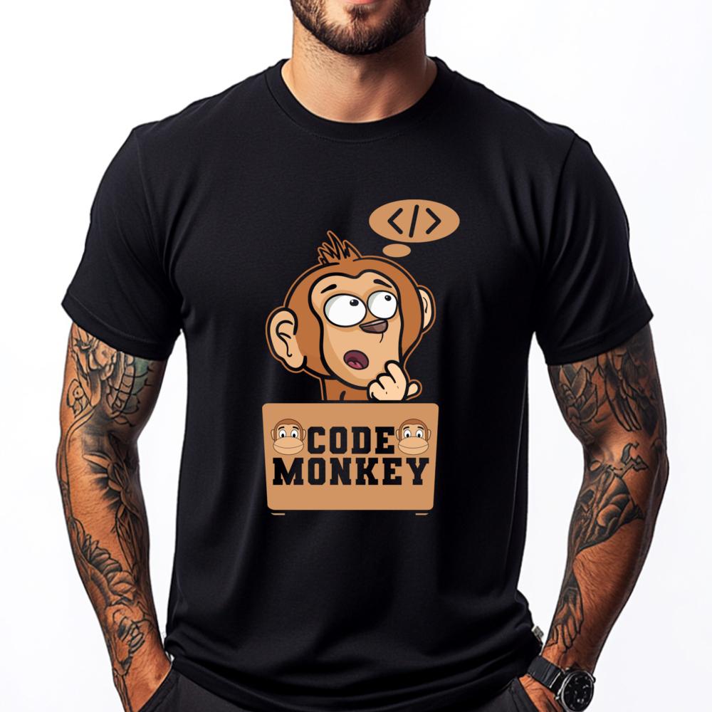 

Programming Code Monkey Computer Programmer Black Shirt Graphic Tees Fashionable and Trendy Custom T Shirt - Men s Summer Cot... S разноцветный
