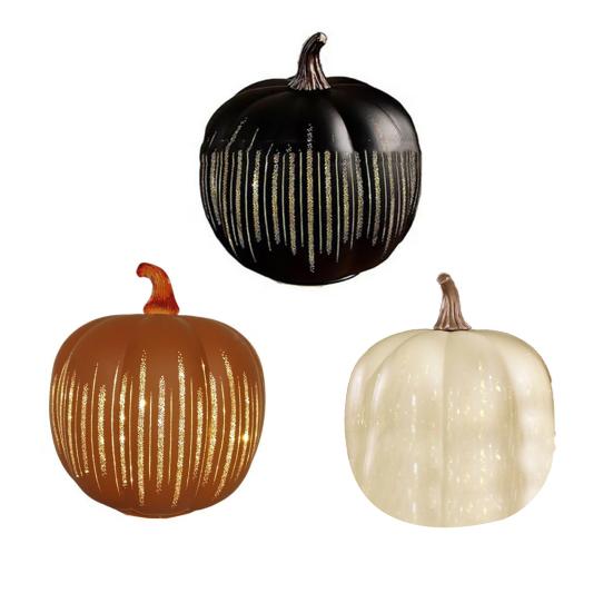 Halloween Gresskarlys Batteridrevet LED Glass Gresskarlykt for Halloween Høst Høst Takkefest Dekor