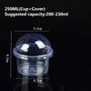 50pcs Dessert Cups with Lids 250ML/300ML Plastic Pudding Cups for Ice-Cream Mousse Picnic Party Packing - Set of 50