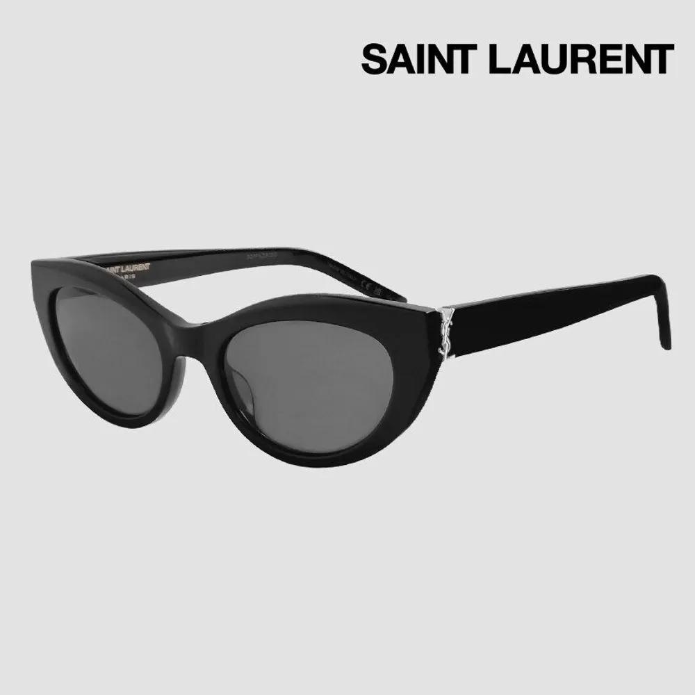 

Yves Saint Laurent Cat-Eye Bold Sunglasses SL M115 001 Black Silver Hardware