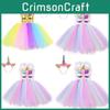 Vestido de Cosplay de Unicórnio para Meninas com Estampa de Arco-Íris para Festa de Halloween