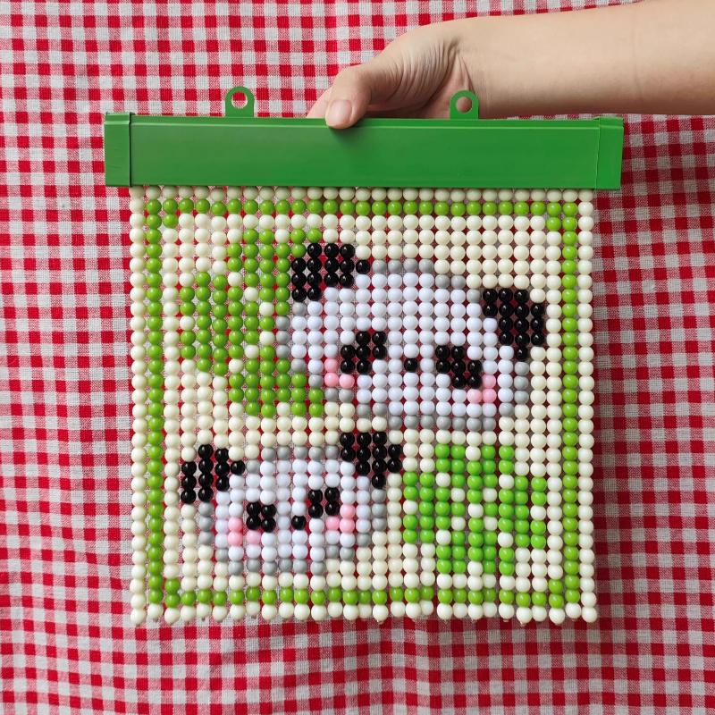 Vintage Caramel Pudding Pattern Bead Mini Curtain Decorative Crafts Kawaii Sushi Beaded Painting for Girls Room Decor INS Style