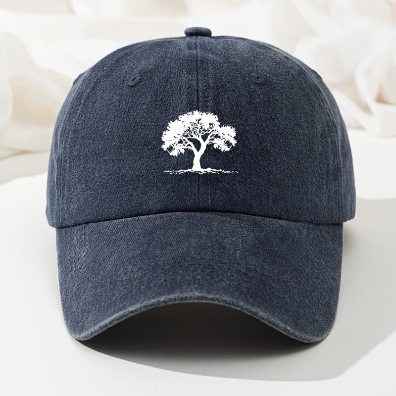 Big Tree Print Baseball Cap Retro Washed Casual Cap Baseball Cap Old Style High Quality Hip Hop Hat Adjustable