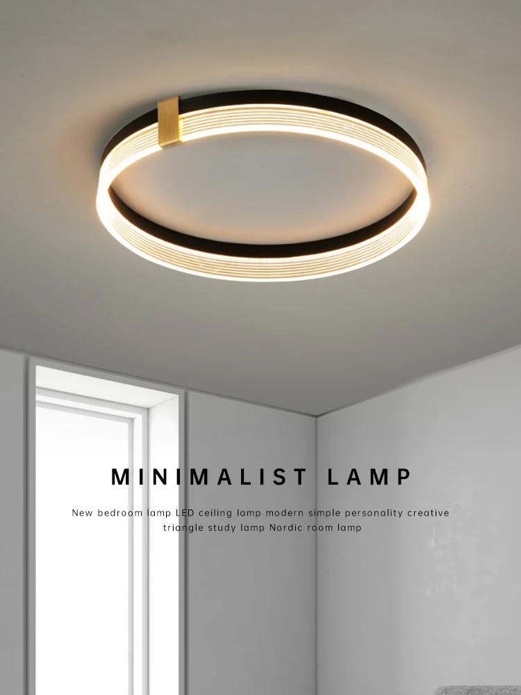Nordic Bedroom Indoor LED Ceiling Lamp Modern Minimalist Black Round Triangle Study Ceiling Light Dining Room Chandelier Fixture