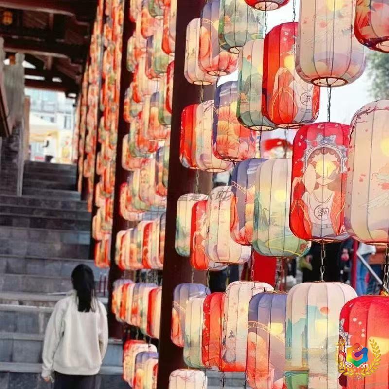 Chinese-Style Outdoor Waterproof Lantern Chandelier for Scenic and Creative Market Decoration