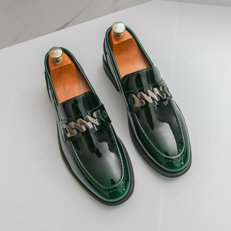 

Мода 2025 Новые кожаные лоферы Мужские для вечеринки, свидания, элегантные и удобные, низкий верх, кожаная обувь мужская, модная деловая обувь 38 зелёный
