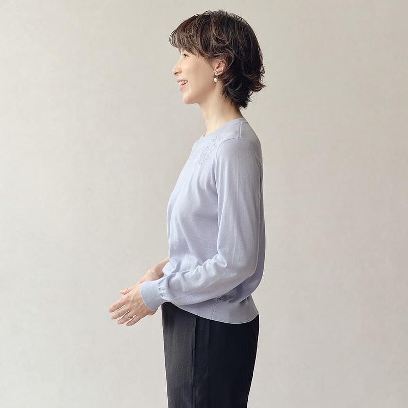 Hermens Women's Round Neck Jacquard Wool Sweater