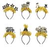 Christmas and New Year Decorations, Headbands, New Year's Eve Party Photo Atmosphere Props, Champagne Goblets, Letter-colored Ribbon Headbands