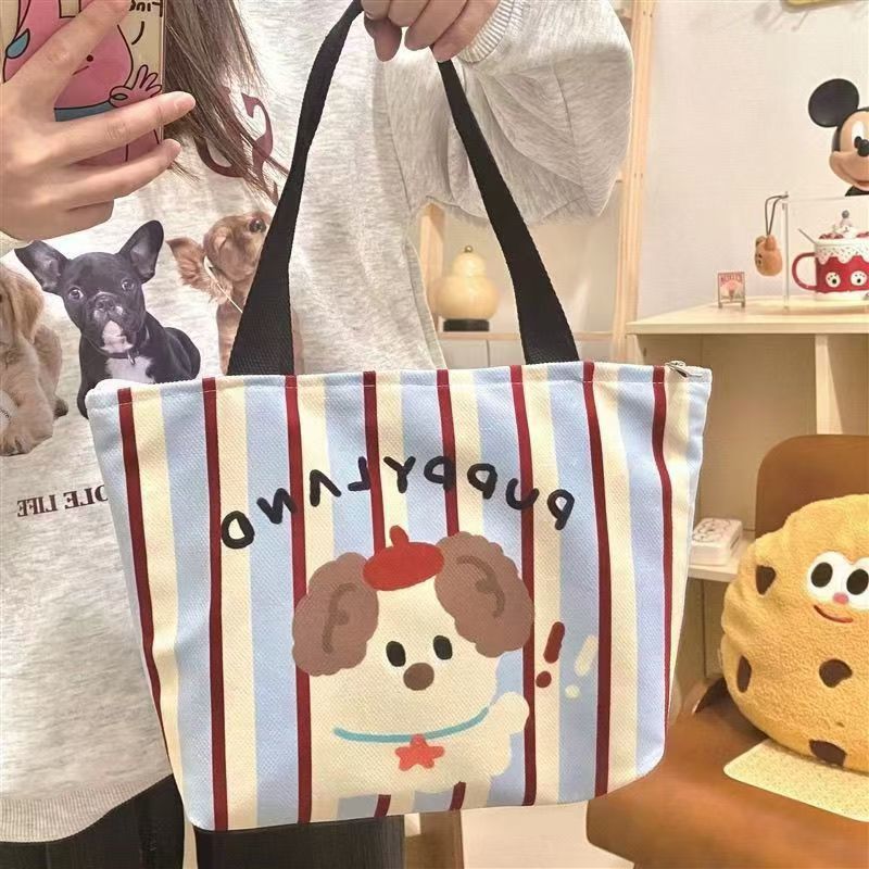 New Kitten Handbag Canvas Bag Tote Bag Colorful Cat Print Tote Bag Women's Large Capacity Leather Handle Shopping Bag Casual Shoulder Bag