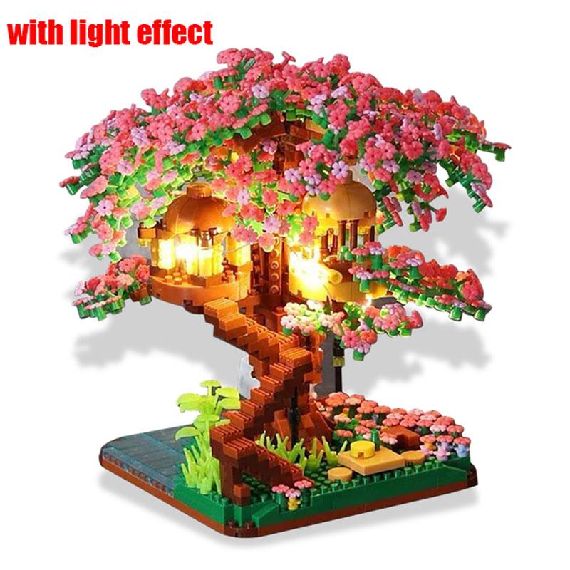 Stadt Kirschblüten Baumhaus Bausteine Kirschblüte Japanische Freunde Straßenansicht Mini-Bausteine Spielzeug für Mädchen Weihnachtsgeschenke