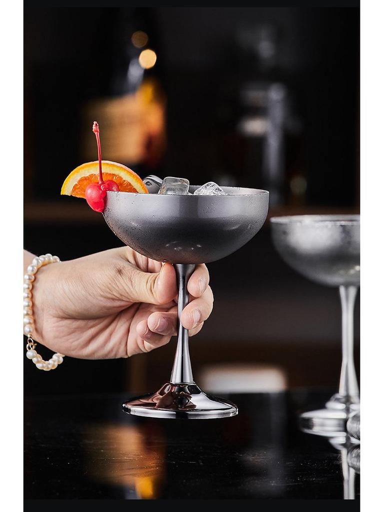 Creative High-Stemmed Stainless Steel Cocktail and Ice Cream Glass