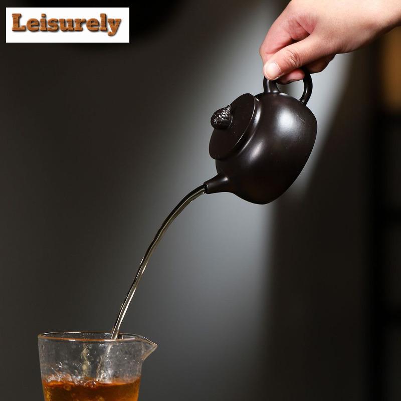 190ml Yixing Fialová Hlina Čajová konvička Ručně vyráběná Konvička Ve tvaru Šišky Surová Ruda Dahongpao Redukující Pálená Bláto Konvička Se Sítkem Zisha Čajová souprava