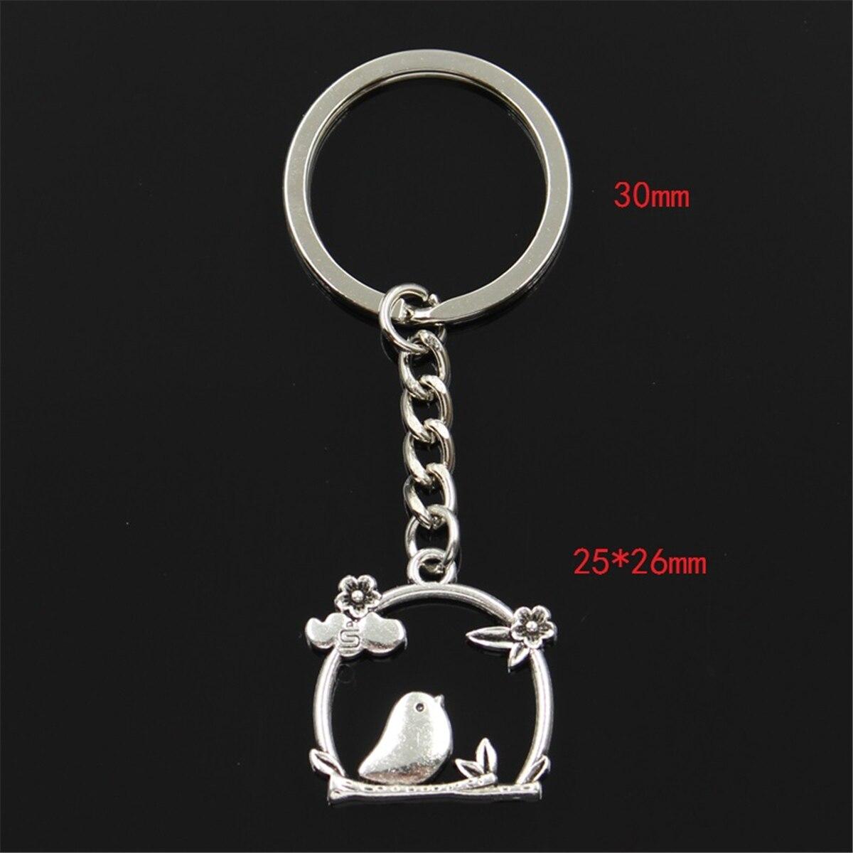

Модная птичья клетка, птица, цветок, 25x26 мм, кулон, 30 мм, брелок для ключей, металлическая цепочка, серебристый цвет, мужской автомобильный подарок, сувенирный брелок серебряный