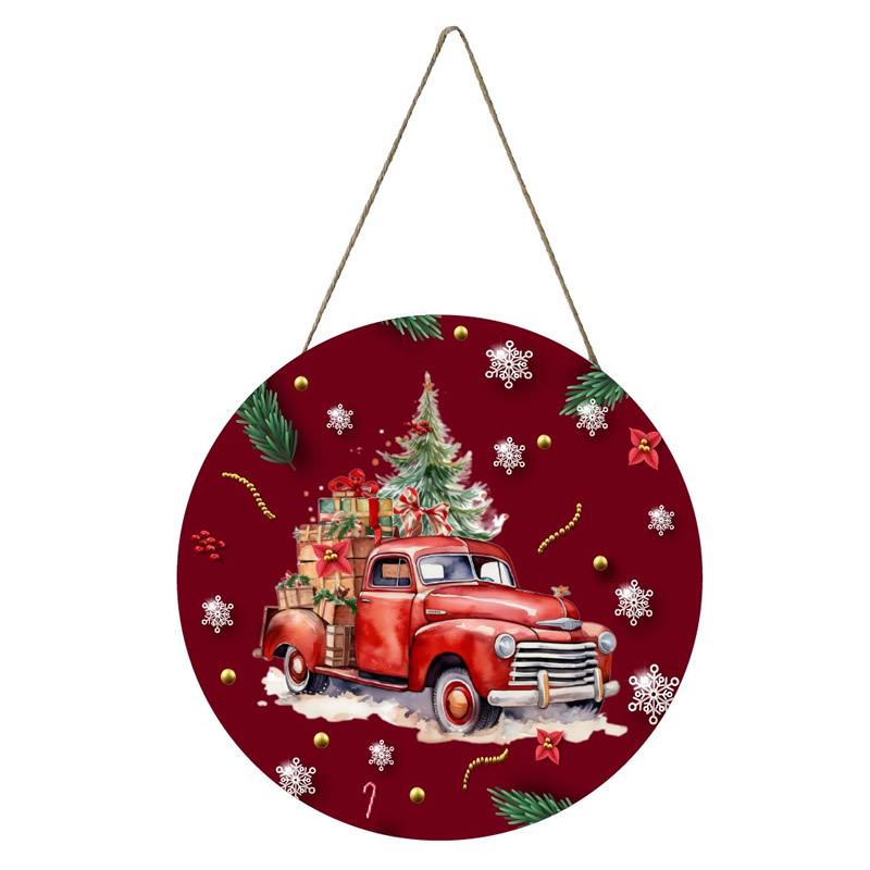 Christmas Wooden Hanging Welcome Sign - Dual-Use Decoration for Shop or Home