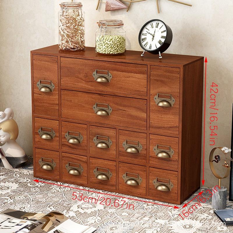 Wood Drawer Type Storage Box Vintage Desk Organizer Boxes Accessory Stash Office Organizing Cases Cosmetics Storage Container