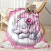 1pc Cute Elephant On Moon Blanket Soft Comfortable Lightweight Perfect for Travel Camping Picnics Sofa Office Bed Living Room Ideal Gift for Friends
