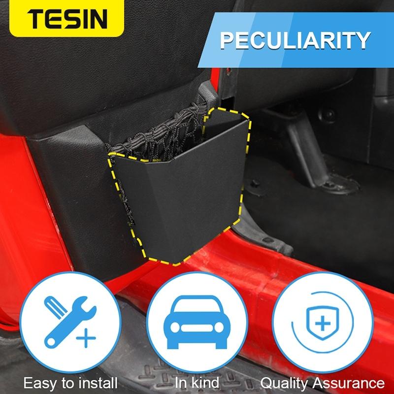 TESIN Metal Car Front Rear Door Storage Box Door Side Insert Organizer Box Pockets for Jeep Wrangler JK 2/4 Door 2011-2017