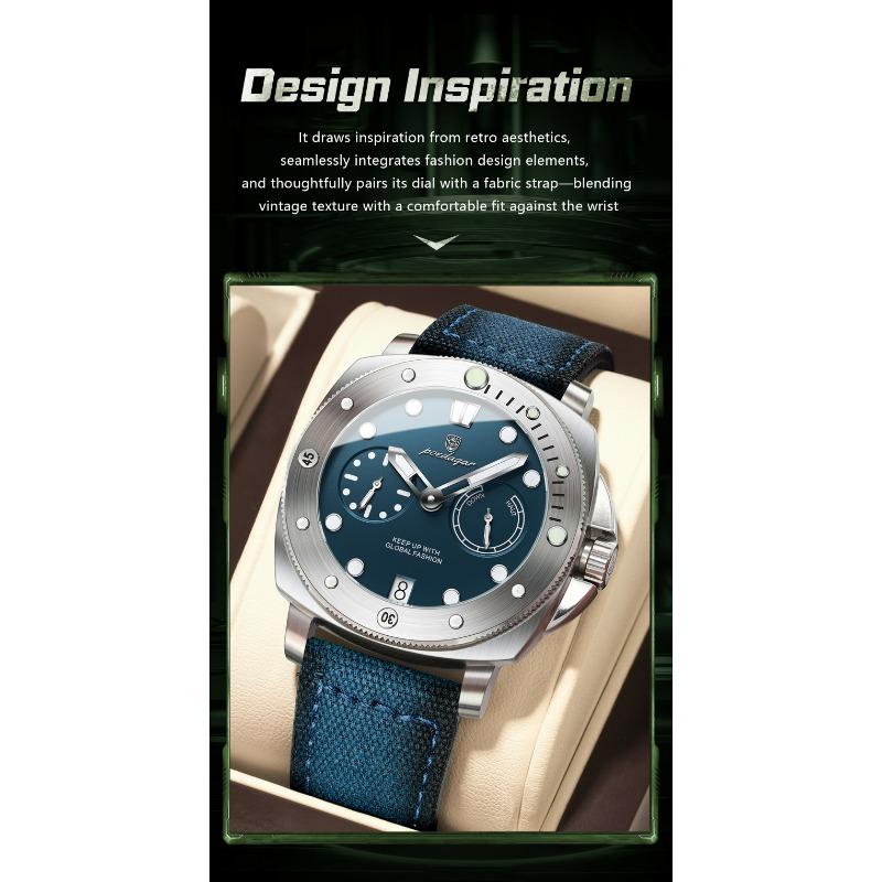 POEDAGAR High Quality Watches for Man Waterproof Luminous Date Exquisite Men Clock Nylon Leather Quartz Fashion Wristwatch