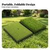 Foldable Golf Hitting Mat Tee Hole Dual Turf Layered Base Practice Tool