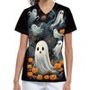 Uniforme Quirúrgico de Mujer para Halloween Estampados de Calabaza Estampado Feliz Escote en V Top de Enfermería Oferta Regalo para Personal Médico Uniforme Clínico