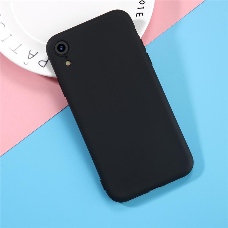 

Простой однотонный чехол для телефона iPhone X 8 7 6 6s Plus 5 5S SE XS Max XR X матовый, карамельный, ТПУ, силикон iPhone 6 6S чёрный