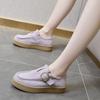 Women's Loafers Genuine Leather Woman Shoes Spring New Matte Leather Casual Shoes Women's Platform Belt Buckle Women's Shoes
