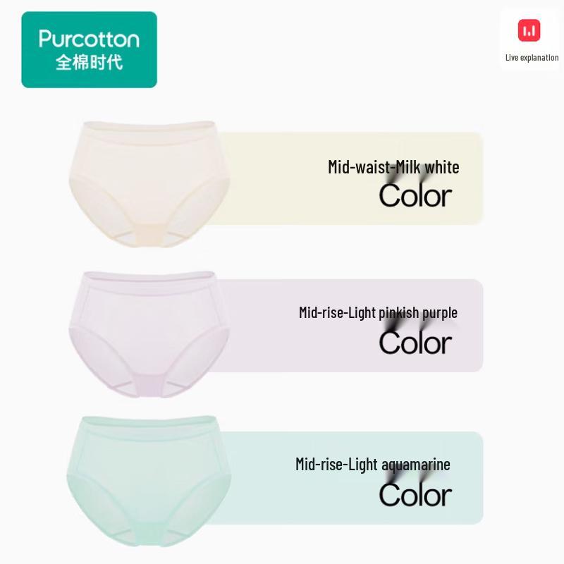 

PurCotton Women s 95% Cotton Mid-Waist Briefs 3-Pack M