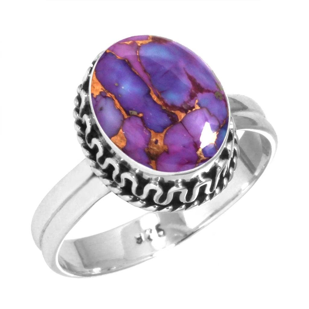 925 Sterling Silver Ring Women Gemstone Handmade Jewelry Anniversary Gift Blue Green Purple Copper Turquoise Pearl Lapis Mother Of Pearl Solitaire