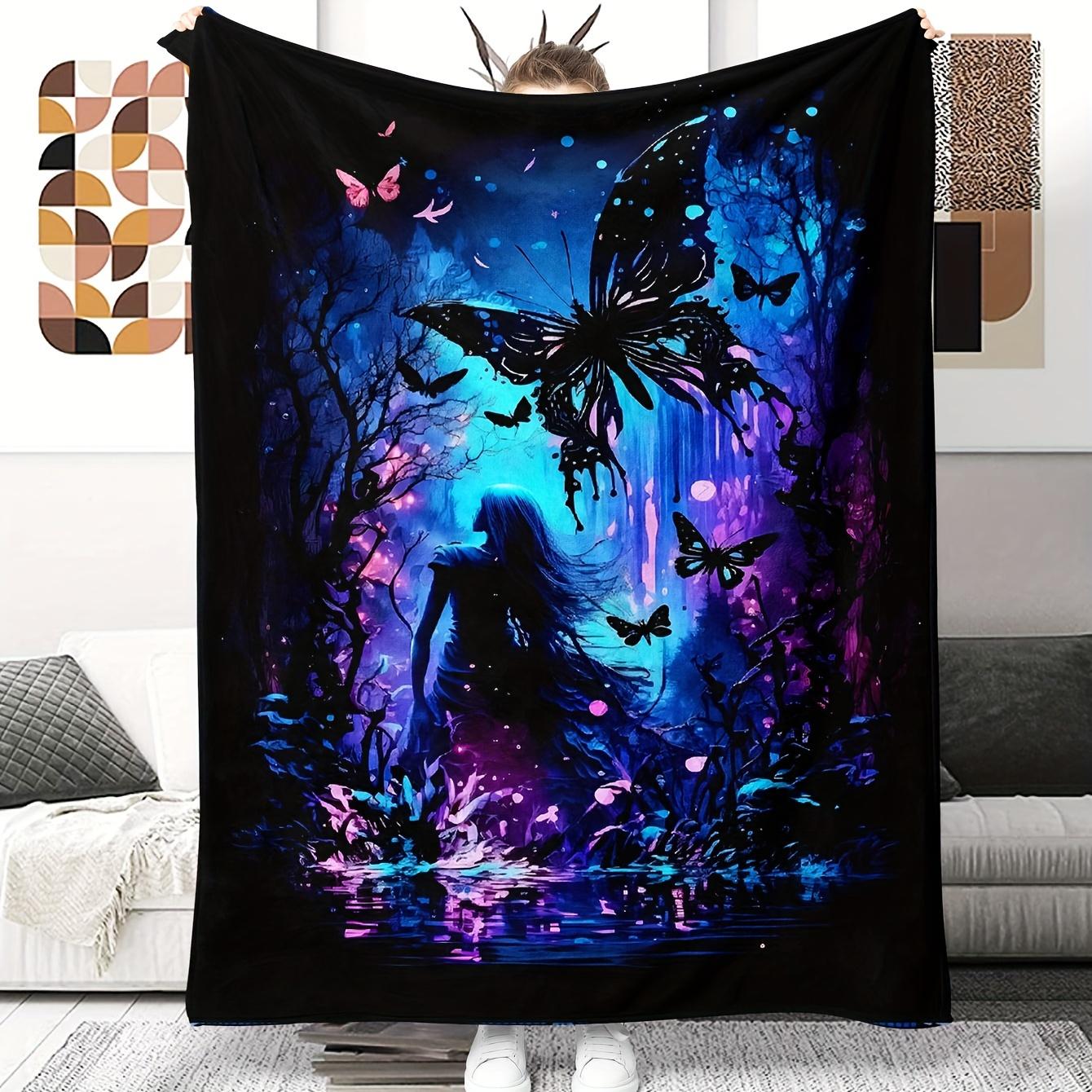 [Hypoallergenic Fantasy Flannel] All-Season Hypoallergenic Enchanted Forest Fantasy Flannel Throw Blanket Size: 75*100cm, Weight: 230 GSM