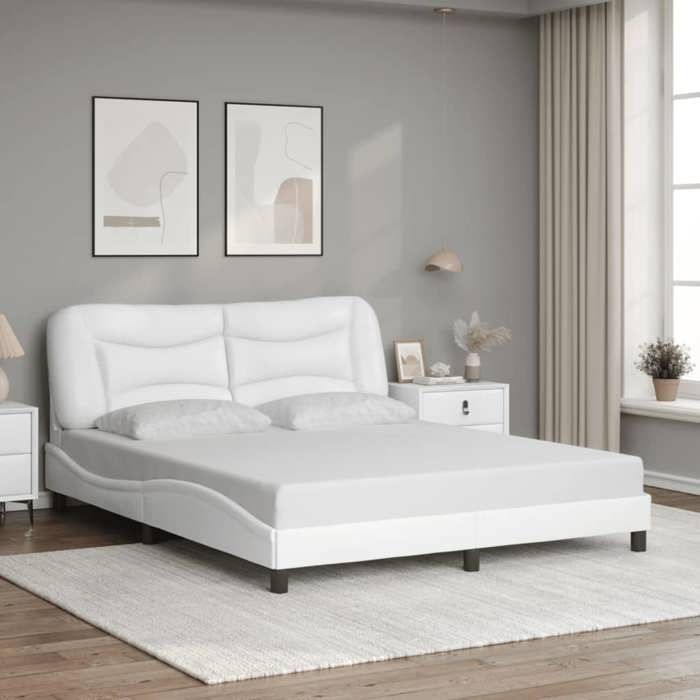 VidaXL Cadre de Lit avec Tête de Lit, Lit Rembourré, Sommier à Lattes, Lit Double, Lit Adulte de Chambre à Coucher 3208010