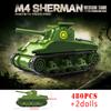 US Army Military World War WW2 M4 Sherman 75 Medium Tank Building Blocks Stuart Tank Bricks Educational Toys for Kids Gift
