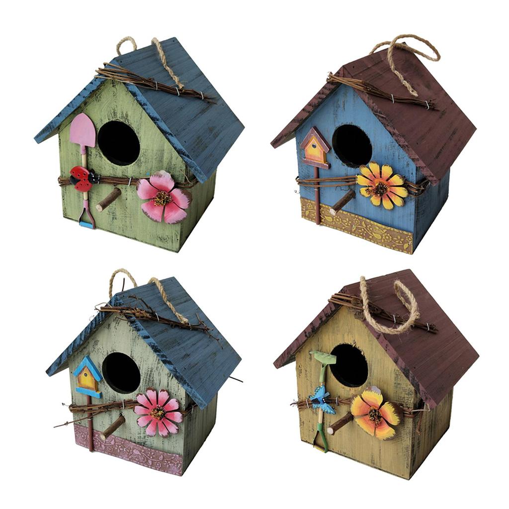 Hand-painted Hanging Bird House Box Outdoor Courtyard Decorative Birdhouses