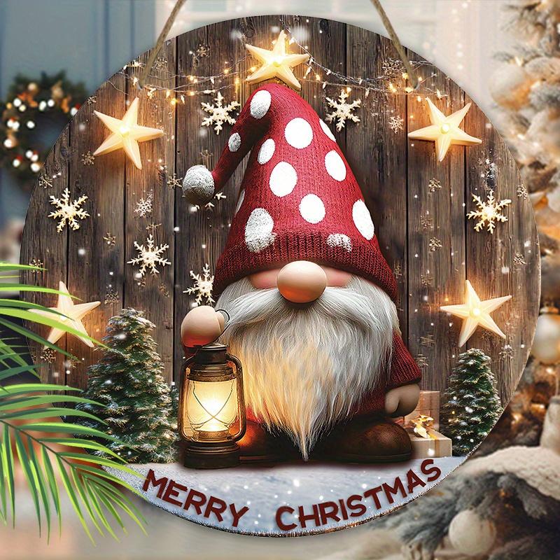 Imádnivaló Gnóm Karácsonyi Fa Tábla, Kellemes Karácsonyt Törpe Kerek Tábla Bejárati Ajtóra Fali Akasztó Dekoráció, Ideális Karácsonyi Dísz