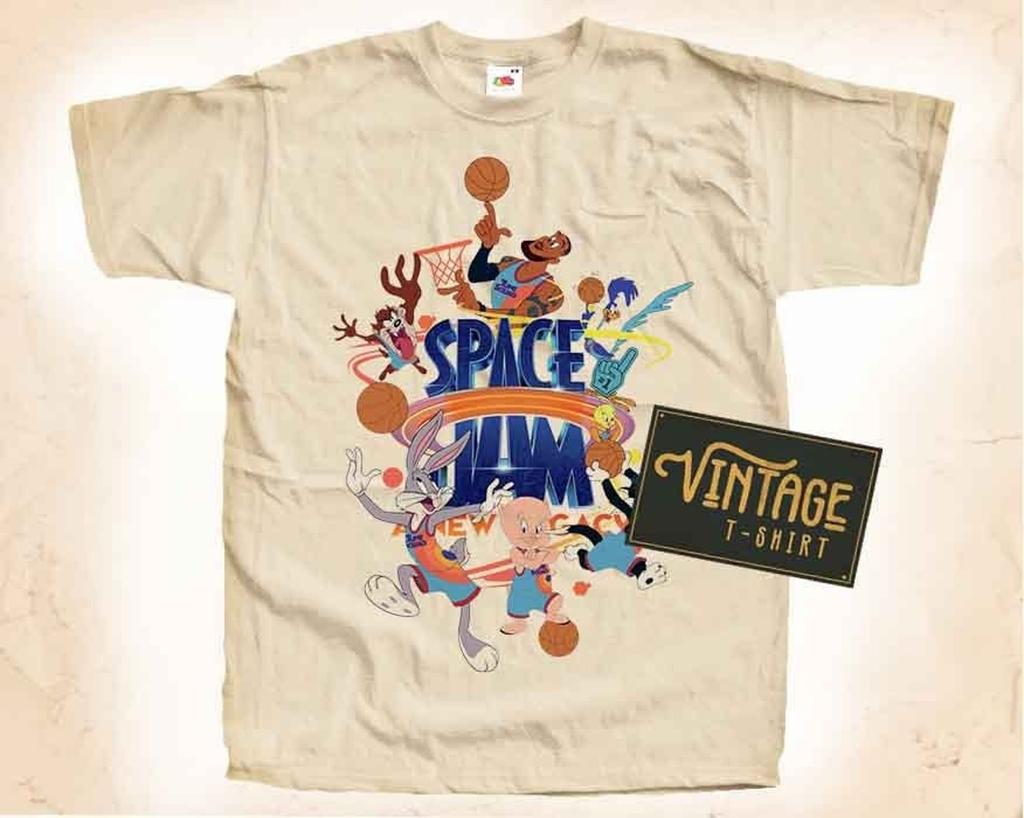 Space Jam V1 T-Shirt Vintage Natural color Men's T-Shirt DTG Digital Print SIZES S M L XL 2XL 3XL 4XL 5XL