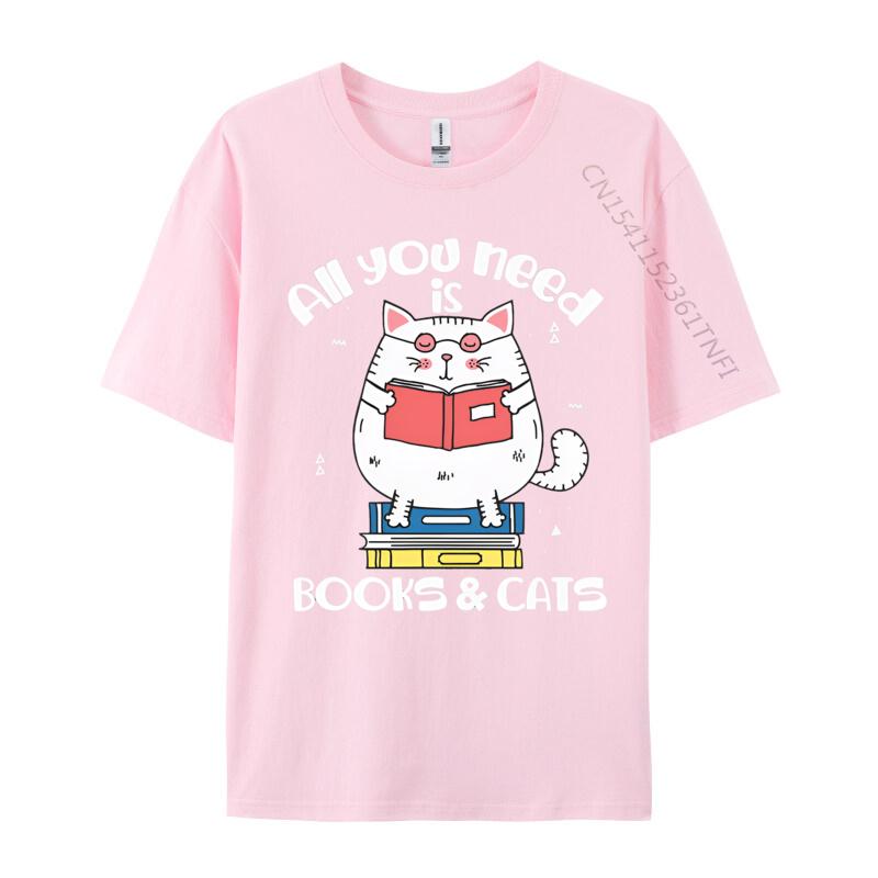 T-shirts Drôles pour Hommes Tout Ce Dont Vous Avez Besoin Ce Sont Des Livres Chats T-shirts Lire Livre T-shirt Mode Coton T-shirts Personnalisé Nouveaux Hauts T-shirts