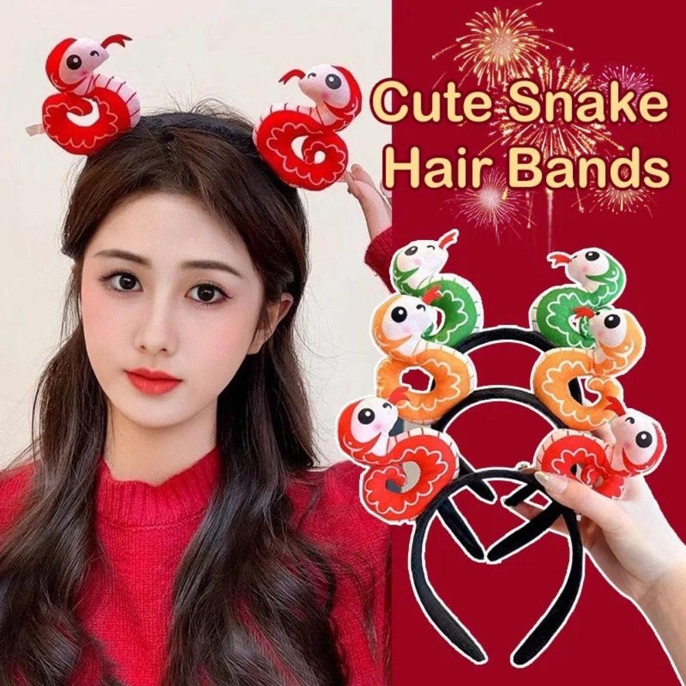 

Chinese Style Snake Year Hair Hoop Cloth Hair Band New Zodiac Headwear Rave Party Single Head Red