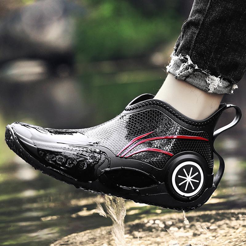 Men's Outdoor Short Tube Fishing Rain Boots Fashion Non-slip Waterproof Rain Boots Indoor Kitchen Work Rain Boots Car Wash Boots