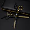 6.0 Inch Black and Gold Diagonal Tail, Hair Scissors, Hair Scissors, Flat Scissors, Bangs Scissors, Tooth Scissors, Thin