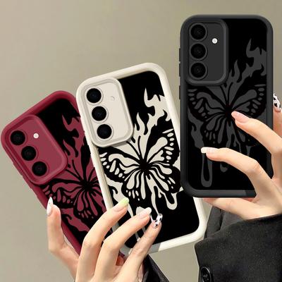 Candy Color Soft Case for Samsung S25 S24 S23 S22 S21 Ultra Plus S20 Fe A55 A56 A52 A35 A15 Butterfly Print Shockproof Lens Protection Silicone Cover