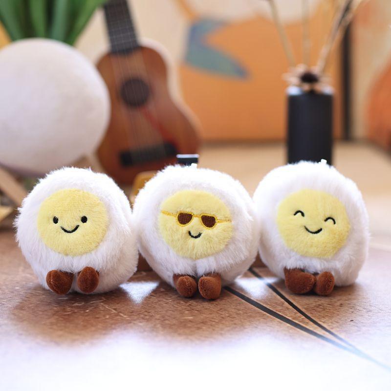 Plüsch-Schlüsselanhänger mit gekochtem Ei – süßes Tierspielzeug für Kinder und Sammler