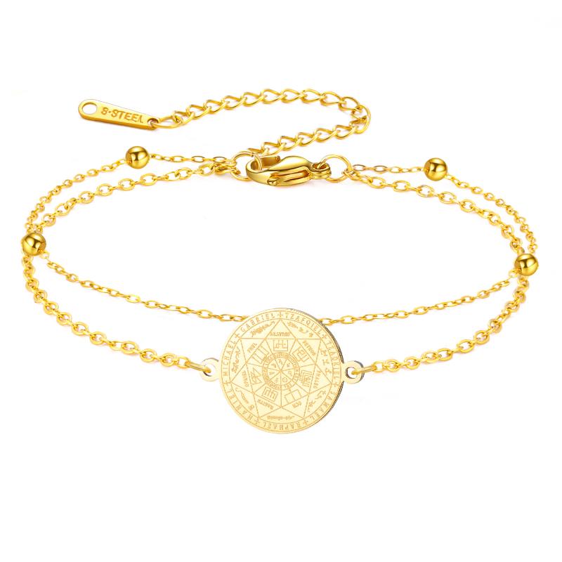 Skyrim Stainless Steel Seven Archangels Charm Bracelet Women Men Adjustable Rope Bracelets Amulet Seal Of Solomon Jewelry Gift
