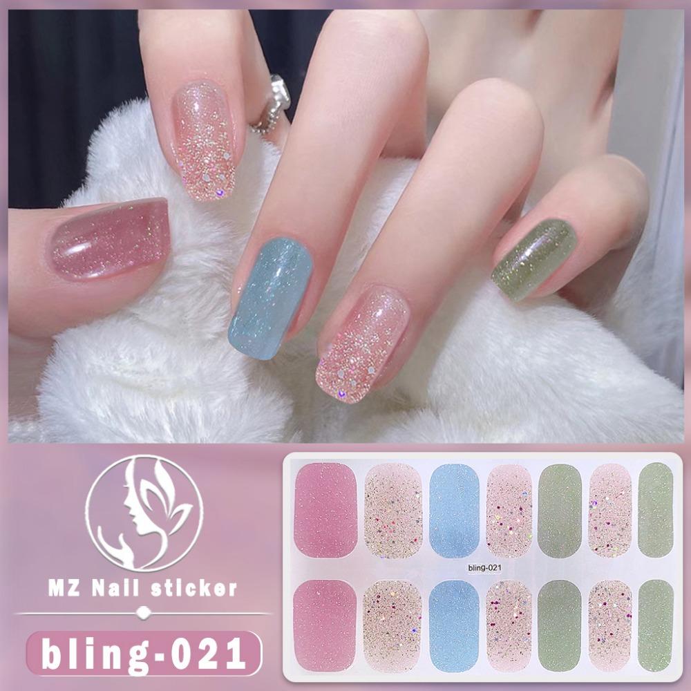 Charm Finger 14 Finger New Bling Fine Flash Aurora Gel Nail Oil Film Self-Adhesive Waterproof Seal-free Nail Art Sticker
