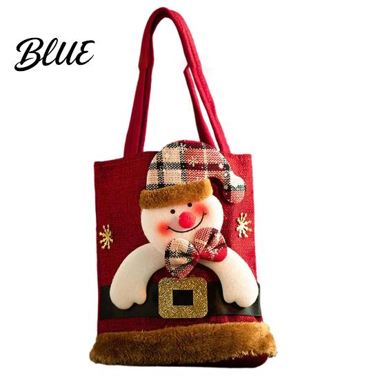 Decorative Christmas Party Favor Bags Tote Bag Santa/Snowman/Elk/Bear 3D Doll Decor Thick Cloth Holiday Candy Treat Holders Fabric Storage Pouch for
