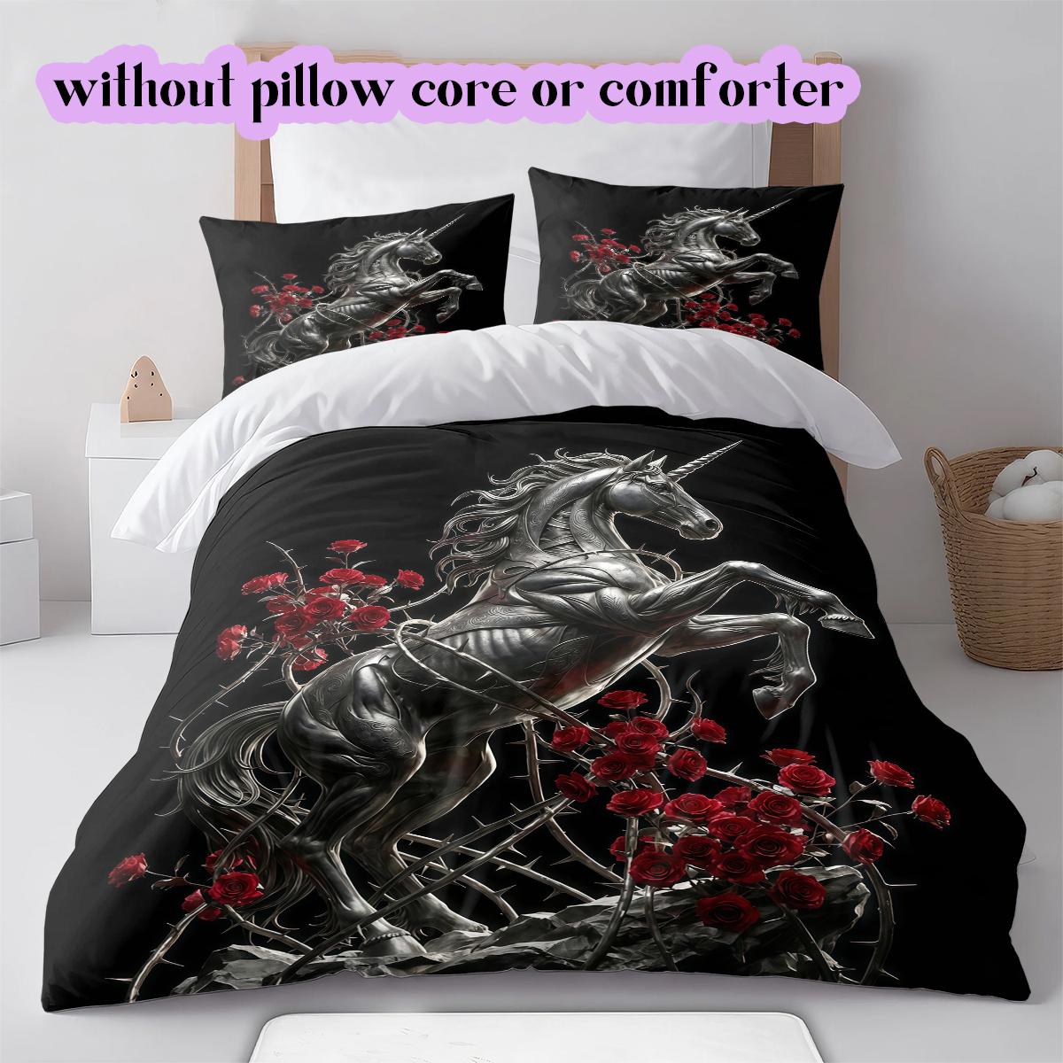 

gemstone rose animal Pattern Bedding Quilt Set Quilt Cover Pillowcase Home Decoration Birthday Gift (1 * duvet cover + 2 * pillowcase, without core) 135x200cm