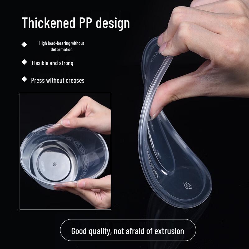 Handun 800ml Round Disposable Takeout Containers with Lids, 300 Sets